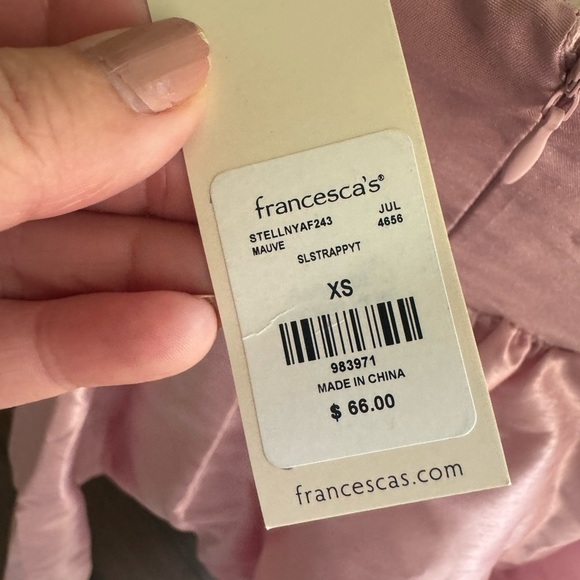 NWT Francesca's Collections Stella Tie Blush Pink Mini Dress XS - Picture 2 of 7